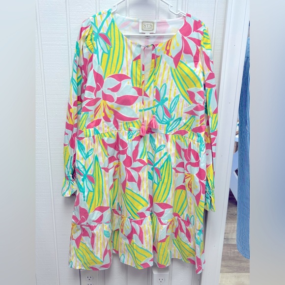 Sail to Sable / Tassel tiered pastel print dress  size Large - Picture 1 of 5